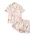 Pajama phù hợp với nữ mùa hè cotton dứa flamingo ve áo ngắn tay satin mặc giản dị Hàn Quốc phiên bản của bông dịch vụ nhà đồ bay Bên ngoài ăn mặc