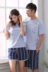 Pyjamas nam giới và phụ nữ bông vòng cổ giản dị mặc vài bộ đồ ngủ mùa hè ngắn tay ngọt ngào dịch vụ nhà quần phù hợp với đồ ngủ khủng long Cặp đôi