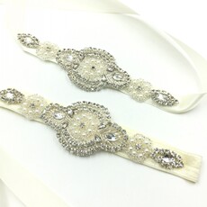 Пояс 新款儿童头带手缝钻石花腰带女童头带腰带套装花童服装配饰头饰