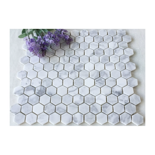 Белая шестиугольная мозаичная плитка бар Дэвид Карара Белый гексагональный камень туалетная стена ванная комната