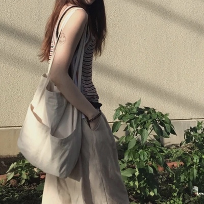 taobao agent Homemade 2 mouthbags の cotton, linen shoulder bag canvas environmental protection bag Korean retro school mummy big bag