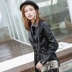 Thu đông 2018 mới dài phần da pu nữ phiên bản Hàn Quốc của thời trang Slim áo khoác da xe máy giảm béo áo khoác nhỏ - Quần áo da áo khoác da nữ zara Quần áo da