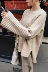 Áo len nữ 2018 thu đông phiên bản mới của Hàn Quốc áo thun rộng tay thoải mái sọc dài tay áo len ao len nu Cardigan