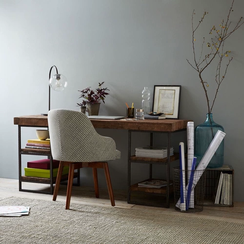 Нордический ретро сплошной древесина Железной Арт Написание Письмо Над, Современный Минималистский Железный Компьютерный стол