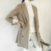 Chic check retro nhỏ tây slim body áo khoác dài phần 2018 mùa thu Hàn Quốc giản dị Business Suit