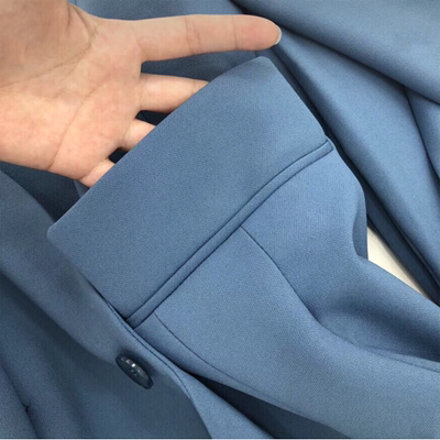 2018 mùa thu mới chất lượng cao màu xanh eo nhỏ phù hợp với nữ giản dị Hàn Quốc phiên bản của quần thẳng hai mảnh phù hợp với