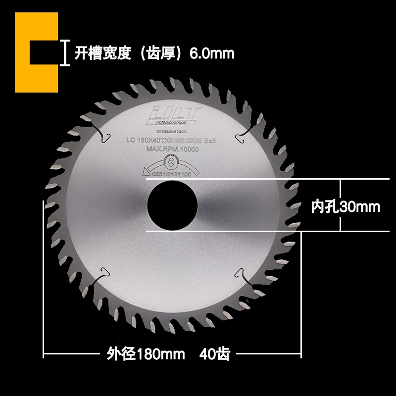 lưỡi cưa cắt gỗ Nhập khẩu chế biến gỗ dày rãnh lưỡi cưa điện cưa tròn 180 đường kính ngoài 7-inch hợp kim tạo rãnh dao mộng lưỡi LILT lưỡi cưa cắt gỗ lưỡi mài gỗ cầm tay Lưỡi cắt gỗ