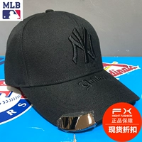 Mũ bóng chày MLB đích thực 18 mới NY màu đen kim loại tiêu chuẩn nam và nữ cặp đôi mũ bóng chày 18NY3UCD07300 quả bóng chày cứng	