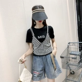 Комплект, летняя короткая футболка, европейский стиль, короткий рукав, сезон 2021, городской стиль