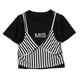 Комплект, летняя короткая футболка, европейский стиль, короткий рукав, сезон 2021, городской стиль