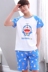 Doraemon trẻ em đồ ngủ nam cotton gia đình bốn cha mẹ và con dịch vụ nhà cô gái dễ thương đồ ngủ ngắn tay cotton đồ ngủ nữ Cha mẹ và con