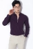 Áo phông mỏng màu tím đậm của Kawasawa 2019 phiên bản Hàn Quốc của người tu luyện tự giác trơn áo cổ áo chống nhăn tay áo dài tay - Áo Áo