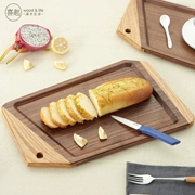 Hi pallet gỗ óc chó Khay gỗ hình chữ nhật Bánh mì cốc ăn sáng cốc cà phê khay gỗ phong cách Nhật Bản - Tấm