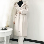 Hàn Quốc Dongdaemun phụ nữ gốc 2018 áo khoác cashmere trùm đầu cáo lông thú cổ áo lông cashmere hai mặt - Áo len lót đôi