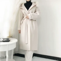 Hàn Quốc Dongdaemun phụ nữ gốc 2018 áo khoác cashmere trùm đầu cáo lông thú cổ áo lông cashmere hai mặt - Áo len lót đôi áo phao nữ dáng ngắn hàn quốc