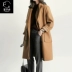 2018 Hàn Quốc phiên bản của mùa thu mới và mùa đông lỏng mỏng giữa chiều dài phụ nữ da đen của len áo thời trang áo Trung bình và dài Coat