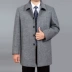 Áo khoác len nam trung niên nam dài mùa thu và áo khoác mùa đông cộng với áo khoác nam bằng vải nhung dày cho nam