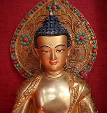 Изображения Будды, Статуи божества 尼泊尔进口39厘米手工紫铜鎏金工艺阿弥陀佛铜器摆件工艺品