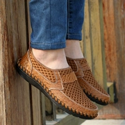 Mùa hè thoáng khí lười biếng giày da lưới giày nam mùa hè trung niên của nam giới giày lưới giày dép giản dị kích thước lớn 46