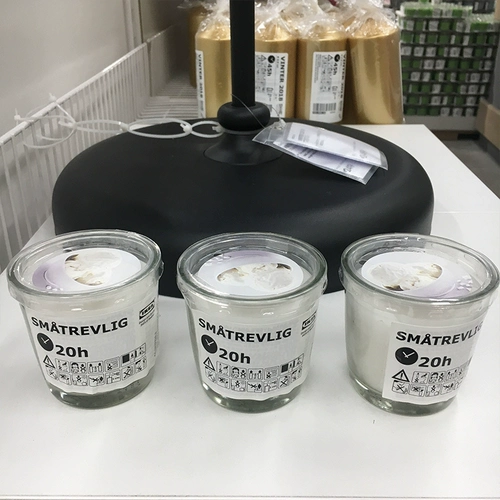 Ikea Oneminal Poorcing Simo Fragrance Candle and Glass, ваниль и морская соль, натуральный цвет ароматная свеча