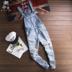 Nhật bản retro denim yếm jumpsuit nam quần vài mô hình ánh sáng hoang dã jeans của nam giới bib Áo khoác đôi
