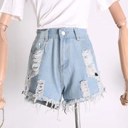 G 02 rửa trắng lỗ tua jeans mùa hè thời trang hoang dã xu hướng của phụ nữ quần short Q