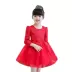 Mùa xuân và Mùa Thu Trẻ Em Dresses Cô Gái Sinh Nhật Công Chúa Váy Hoa Trẻ Em Wedding Dresses Trẻ Em Trang Phục Màu Đỏ Tutu