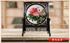 Вышивка Гуандун 粤绣花开富贵牡丹装饰画双面绣摆件婚庆礼品纯手工刺绣上档次礼品