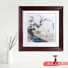 Вышивка Гуандун 三羊开泰粤绣广绣广东书房走廊纯手工刺绣成品客厅装饰画过年送礼