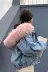 Phiên bản Hàn Quốc của cổ áo lông dày mới bằng vải cotton denim của phụ nữ trùm đầu cộng với nhung mùa xuân lỏng bf áo khoác sinh viên ấm áp - Bông