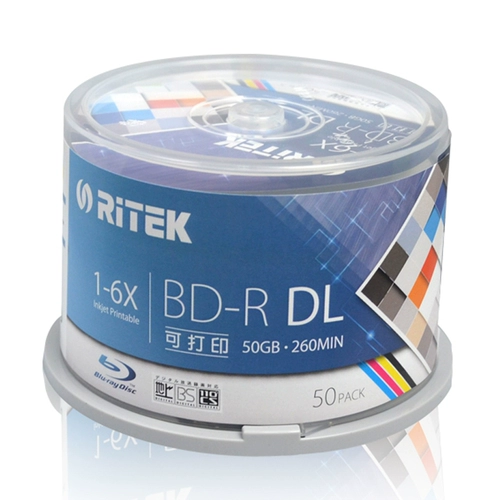 光 Ritek CD BD-R DL 6x 50G Blu-ray CAN PRING 50 штук бочек