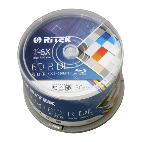 光 Ritek CD BD-R DL 6x 50G Blu-ray CAN PRING 50 штук бочек