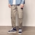 Đường dành cho nam Mùa xuân Xu hướng mới của sinh viên Quần yếm nam Nhật Bản Quần dài Nhật Bản Quần dài thẳng - Crop Jeans