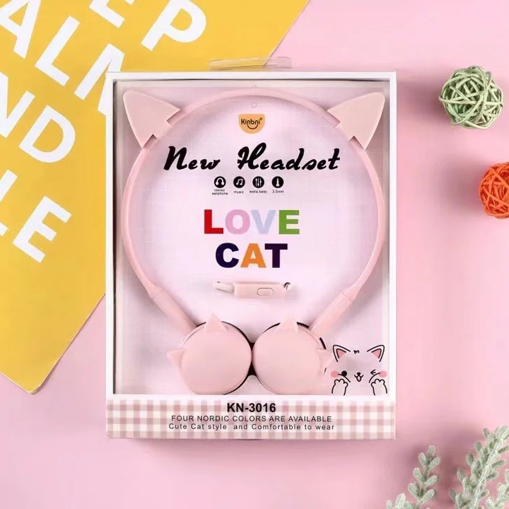 Cute Meow Meow Pink & HeadwearKorean version lovely Cartoon cute Rabbit rabbit Totoro motion Hanging ear type Headwear music girl student personality originality headset