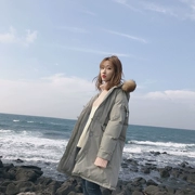 Chống mùa giải phóng mặt bằng 2018 mới Hàn Quốc phiên bản của phần dài của dày bông áo khoác nữ mùa đông sinh viên bông chần cổ áo bông quần áo