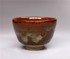 чашка 京烧清水烧名家河合紀作辰砂窑变天目釉茶道茶杯共原箱 日本回流