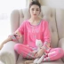 Cotton lụa ladies suit đồ ngủ mùa xuân và mùa hè phần mỏng cotton nhân tạo dài tay quần phim hoạt hình hai mảnh lỏng dịch vụ nhà Bộ Pajama