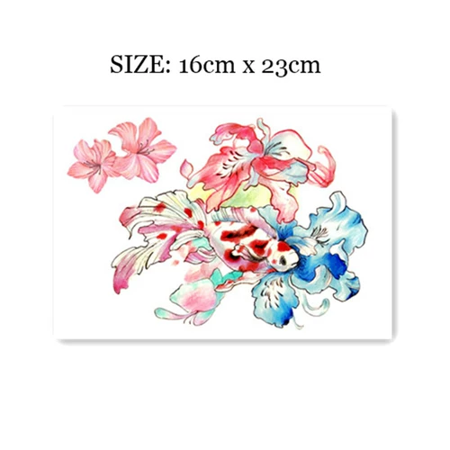 Цветочная девушка девушка татуировка d130 ukiyo -painted goldfish fish fish plouds tattoo наклейки с двумя бесплатными доставкой