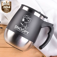 Snoopy cốc nước hộ gia đình inox 304 văn phòng có nắp đậy tay cầm cốc cà phê cách nhiệt đánh dấu cốc bình giữ nhiệt 1 lít