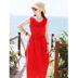 [Red mùa hè ~ đỏ] mười gỗ mét ban đầu 2018 mùa hè mới du lịch nghệ thuật linen vest váy với một vành đai Sản phẩm HOT
