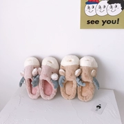Jiu Si STUDIO trẻ con mềm mại dễ thương nhung nhung nhung sang trọng trong nhà nhà ấm giày cotton chống trượt tóc