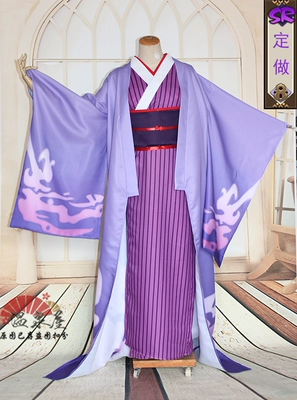 taobao agent Let's draw the mobile game yin and yang division sr -style god Meng Po COSPLAY purple printed kimono