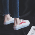 Một nửa Dép nữ Baotou Giày đế dày màu trắng Giày của phụ nữ Một nửa với dép lười giản dị Hàn Quốc phiên bản của thủy triều mà không có giày vải gót chân Plimsolls