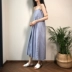 [BP] Hàn Quốc chic kỳ nghỉ hè phong cách retro không bị khóa thiết kế cao eo slim strap dress