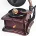 Hoài niệm retro cong ống sừng tay máy hát vinyl ghi âm máy đồng hồ quyền lực phong cách châu Âu phòng khách trang trí âm thanh - Máy hát đầu đĩa than có bluetooth	 Máy hát