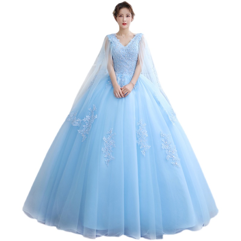 New Wedding Dress Show Dress Host Vocal Art Test Solo Pouch Dress Long Student Performance Dress Female