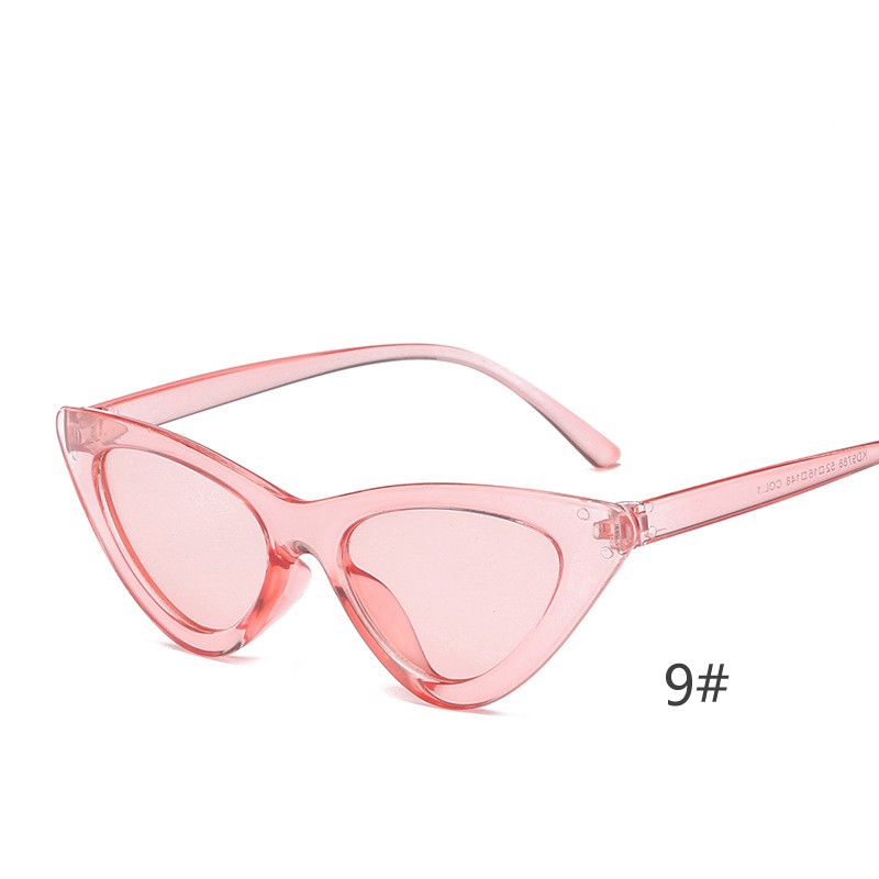 Transparent Powder And Light PowderEurope and America Retro triangle cat eye Sunglasses female Korean version tide ins disco dancing hottie Sun glasses Internet celebrity Street shot Hip hop