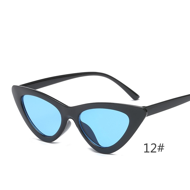 12 # & Black Frame Light Blue FilmEurope and America Retro triangle cat eye Sunglasses female Korean version tide ins disco dancing hottie Sun glasses Internet celebrity Street shot Hip hop