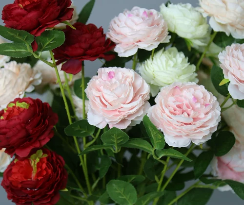 Трехнокрытый пион гостиной декоративный цветок шелк цветочный цветок цветок цветочный цветок свадьба