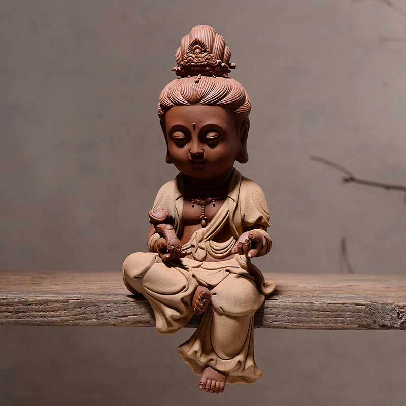 Tea pets High-quality Buddha Guanyin living room decoration Zen Ceramic Monk set Yoga Mandala Tearoom Ornaments Christmas Gift